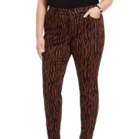 INC Tiger Print Mid Rise Skinny Jeans Sz 28W - Picture 9 of 11